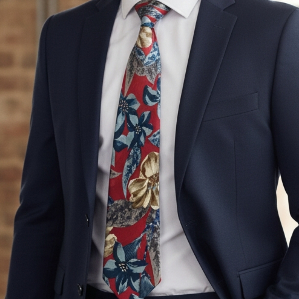 Bugatti Red and Blue Floral Tie